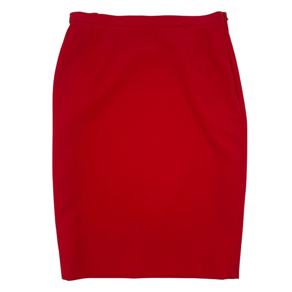 Max Mara Pencil Skirt Red Stretch Viscose Blend Size 8 Officewear Minimal